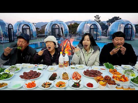 모닥불 피워 놓고 야외에서 즐기는 질 좋은 한우 공주 군밤축제 Charcoal grilled Korean
