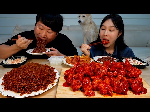 매콤한 처갓집 순살 양념치킨과 짜파게티의 환상적인 궁합 Hot Spicy Fried Chicken