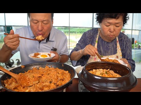 빗소리와 함께 비닐하우스 김치볶음밥 순두부찌개 Kimchi Fried Rice Soft tofu stew