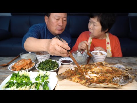 큰 우럭을 가마솥에 쪄서 양념 쓱쓱 우럭찜 Braised Rockfish 요리 먹방 Mukbang