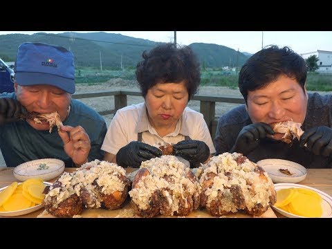 마늘 듬뿍 가마솥 마늘통닭 Garlic chicken 요리 먹방 Mukbang eating show