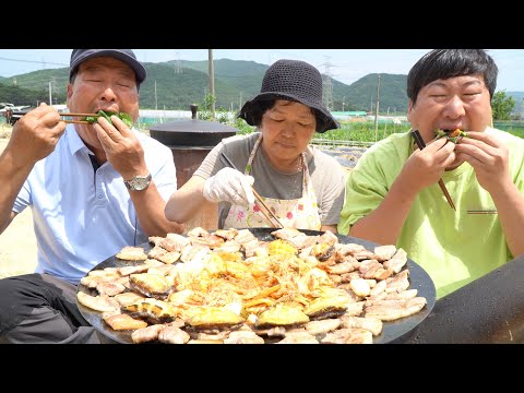 통통한 전복과 삼겹살의 조합 Grilled Samgyeopsal with Abalone 요리 먹방