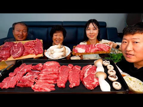 때깔 좋은 한우와 집에서 직접 키운 채소들로 크게 한 쌈 Grilled Hanwoo Home grown