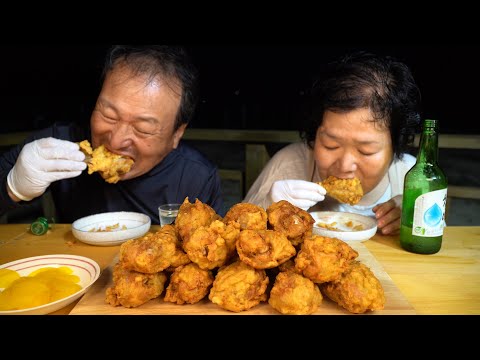 마늘 듬뿍넣어 가마솥에 튀긴 마늘닭다리 Fried chicken legs with garlic 요리 먹방