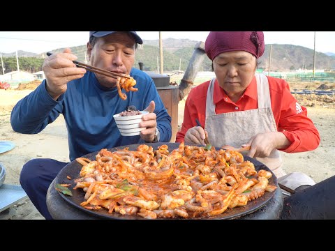쫄깃하고 매콤한 솥뚜껑 낙지김치볶음 Stir fried small octopus with Kimchi 요리