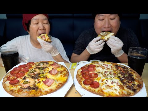 3가지 맛이 피자 한 판에 어머니와 피자 먹방 Pizza with 3 flavors 요리 먹방