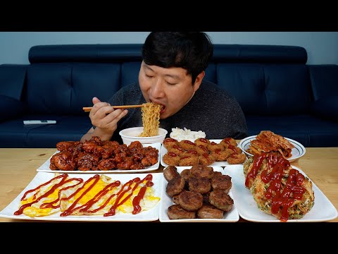 야채튀김부터 떡갈비 미니돈까스 닭강정까지 추억의 냉동 세트 먹방 Various Frozen foods 요리