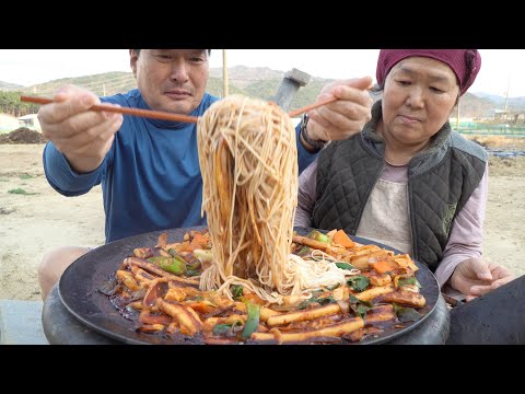 오징어볶음과 후루룩 소면의 맛있는 조합 Stir fried Squid with Noodles 요리 먹방