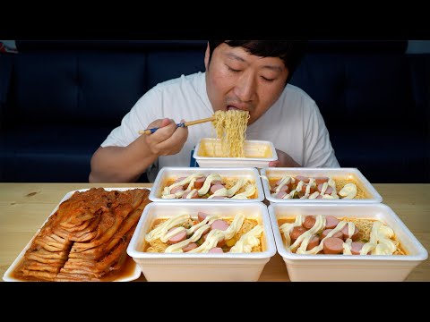 컵라면에 마요네즈가 러시아에서 유행한다는 도시락에 마요네즈 소세지 Instant noodles with