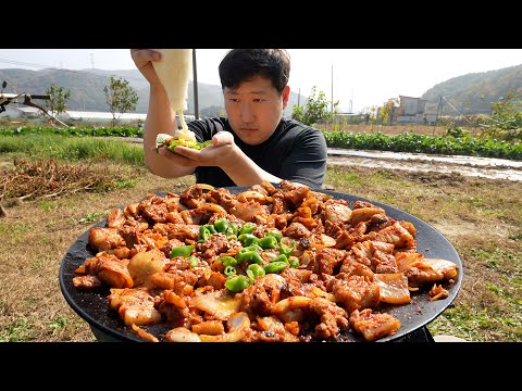 부모님께서 코로나 걸리셨습니다 흥삼이가 직접 만든 돼지김치구이 먹방 Grilled pork belly