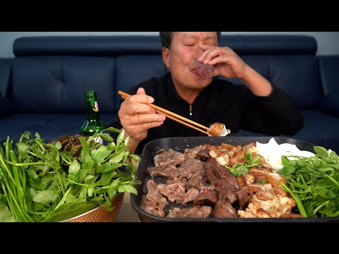 곱창 대창 염통에 차돌박이까지 혼술 먹방 Grilled intestines Soju 요리 먹방
