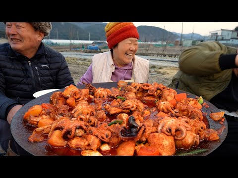 쭈꾸미닭볶음탕 쫄깃한 쭈꾸미와 닭고기 감자에 당근까지 솥뚜껑 쭈꾸미 닭볶음탕 Braised spicy