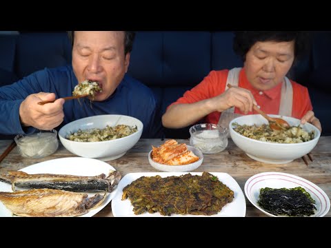 시래기전과 시래기밥 고등어로 건강한 한 상 Dried radish greens dish Grilled