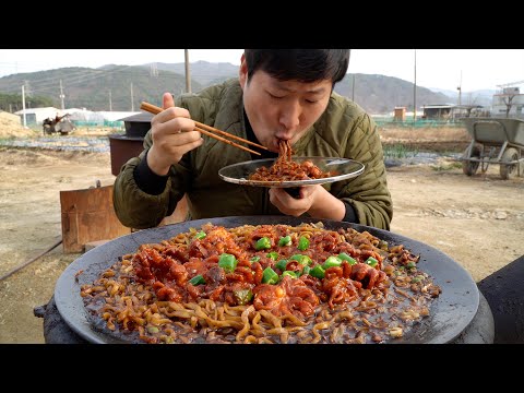 매콤한 쭈꾸미볶음과 짜왕이 만나면 Jjajang instant noodles with Stir fried
