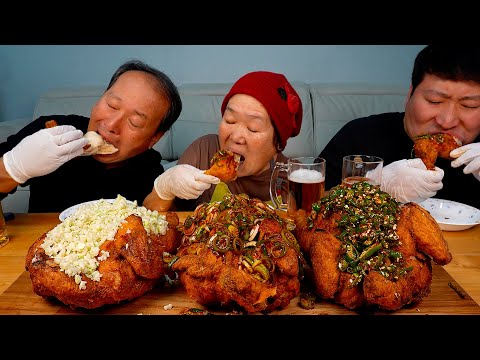파닭 고추통닭 마늘통닭 가마솥에 튀기고 소스도 직접 만든 3종 통닭 먹방 3 Kinds of Fried