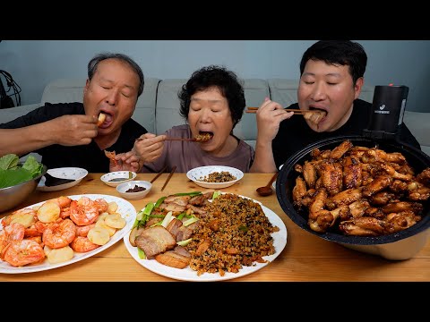 버튼 하나면 요리 뚝딱 알아서 구워주는 롤팬으로 만든 삼겹살 새우구이 Rollpan cooking pork