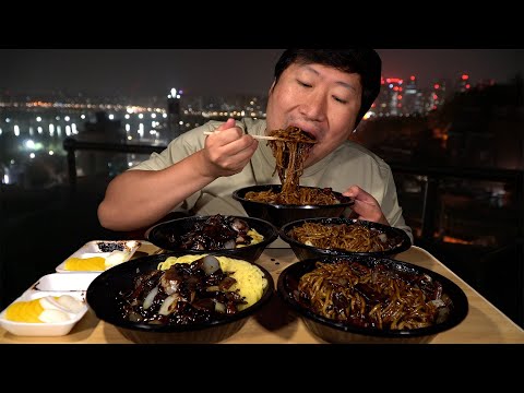간만에 옥탑 이사 느낌으로 짜장면 4그릇 후루룩 Jjajangmyeon Black bean noodles
