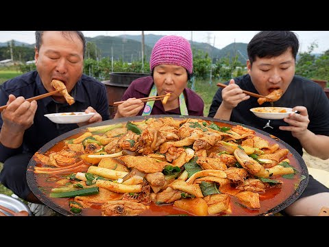 닭떡볶이 맛있는 떡볶이에 쫄깃한 닭고기 듬뿍 솥뚜껑 닭 떡볶이 Stir fried rice cake