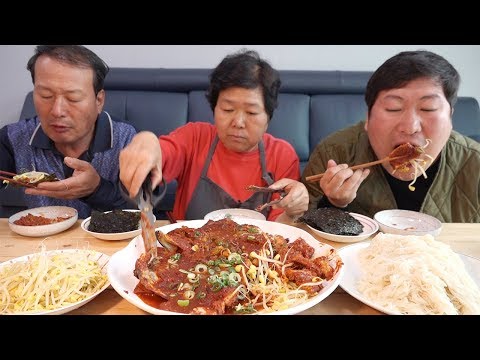소면도 쓱쓱비벼 먹는 황태찜 Braised Dried Pollack 요리 먹방 Mukbang eating