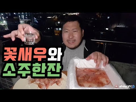 흥삼에게도 스폰이 생으로 먹는 꽃새우 에 쏘주 한 잔 먹방 18 4 21 Mukbang eating show