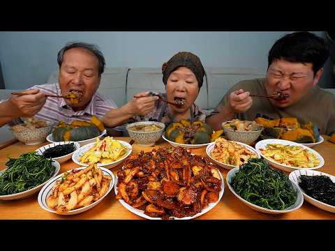 맛도 영양도 가득 단호박영양밥과 제철 노각무침 오징어볶음까지 한 상 가득 집밥 먹방 Korean