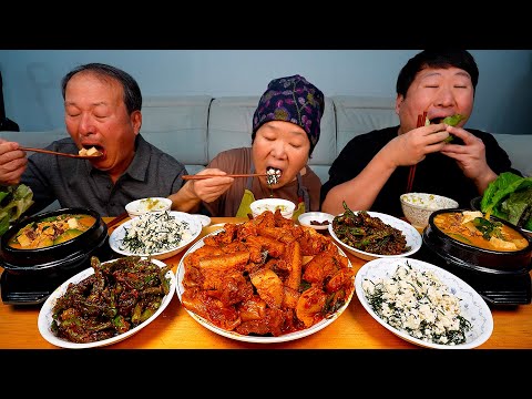 구수한 청국장과 2년 숙성 묵은지로 만든 두루치기 톳나물 두부무침 Cheonggukjang Korean