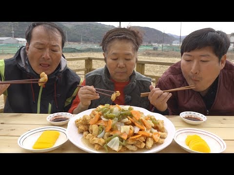 직접 튀겨먹는 탕수육 Tangsuyuk Sweet and Sour Pork 요리 먹방 Mukbang