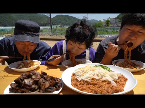 숯불에 구운 불고기와 비빔냉면의 찰떡궁합 Spicy cold noodles Charcoal Grilled