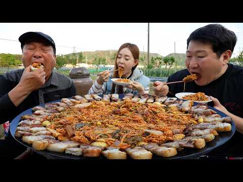 트로트가수 박규리님이 저희집에 솥뚜껑 삼겹 볶음밥 을 드시러 오셨습니다 Fried rice with