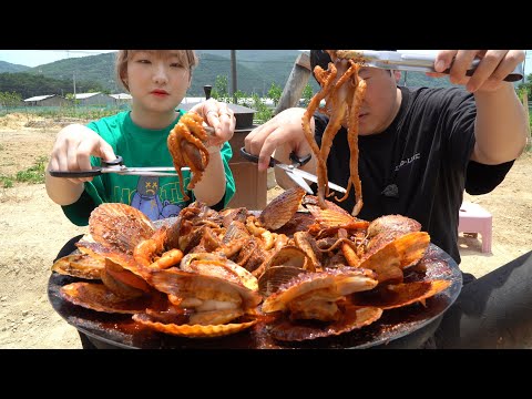 엄청난 대식가 히밥 님과 솥뚜껑 해물갈비찜 Braised Spicy Seafood with Beef