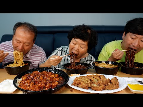 빗소리 들으며 짜장면 짬뽕 깐쇼새우 먹방 Jajangmyeon Jjamppong Spicy Shrimp