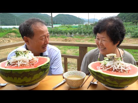 더위 날리는 시원한 조합 수박 냉면 Cold noodles with Watermelon 요리 먹방