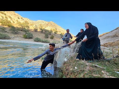 Fishing in the Rushing River by Soghra and Her Son Mehran