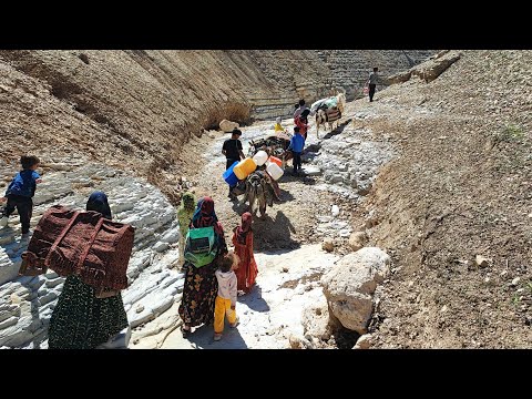 The migration of the nomadic family to their hut in the