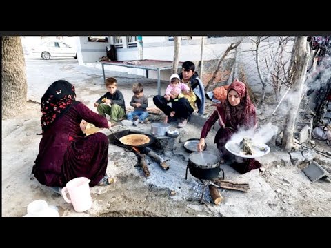 Making a delicious breakfast kele pache by a lady of Ler