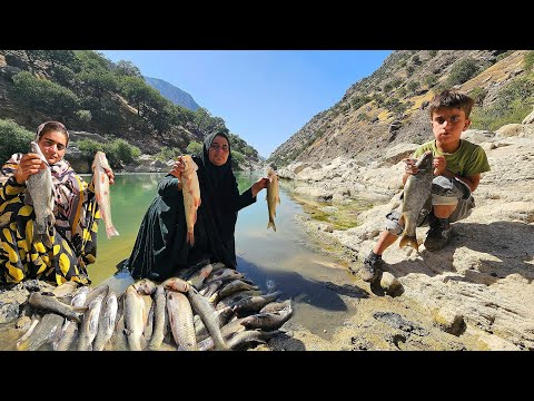 Adventurous Fishing by a Nomadic Woman in the Raging River