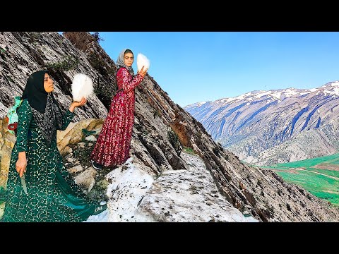 How mountain family prepares water from snow