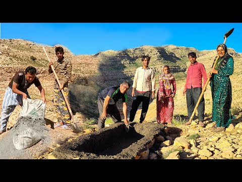 building a water pond for sheeps by nomadic people