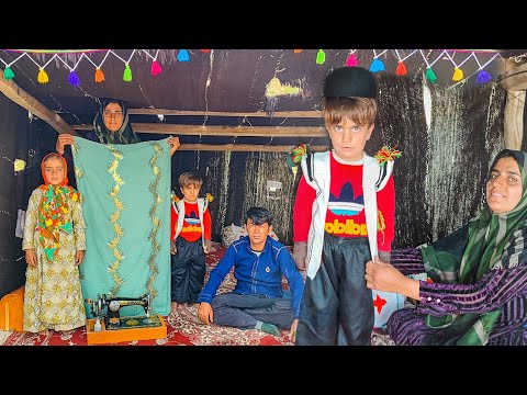see how nomadic woman buy fabric from town and sewing them