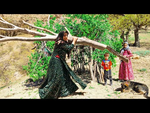 building a wooden hut in the middle of mountain by village