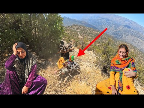 Tragic Fall of Soghra Carrying Firewood Nomadic Life