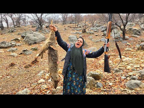Nomadic Woman Faces a Wild Animal in the Rain Shocking Real