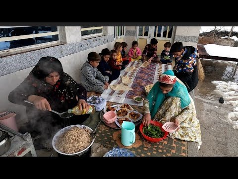 Snowy Day Kebab and Rice A Traditional Village Meal