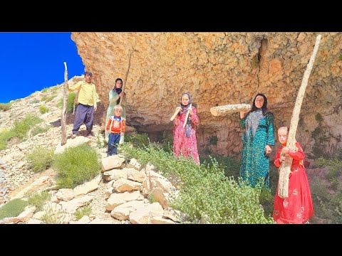 Nomads Preparing for Rain Building Traditional Shelters in