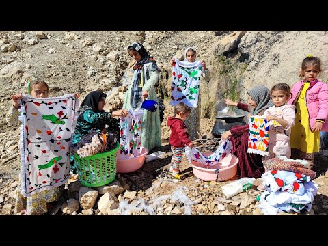 Washing clothes from spring water Nomadic life 2023