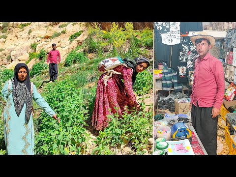 nomadic family sold plants and buy stuff from town