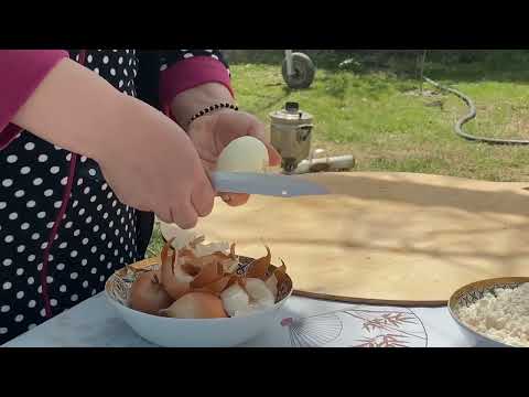 Cooking Kutab With Vegetables Country Life Azerbaijan