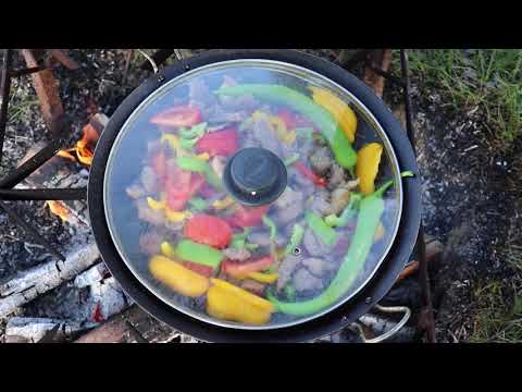 Cooking Lamb on the Campfire in Saj