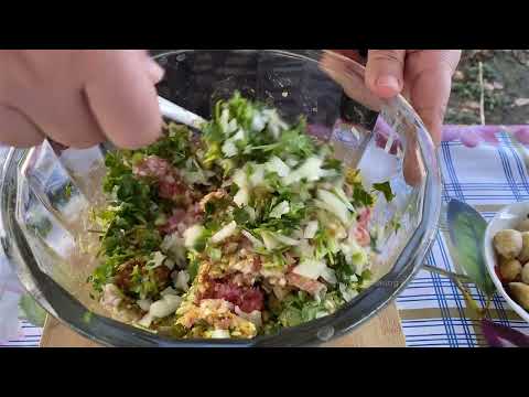 AZERBAIJAN VILLAGE LIFE COOKING CABBAGE DOLMA ON THE WOOD