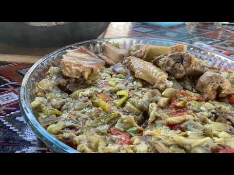 COOKING HUGE TURKEY WITH EGGPLANT SALAD AND BAKE CHOCOLATE